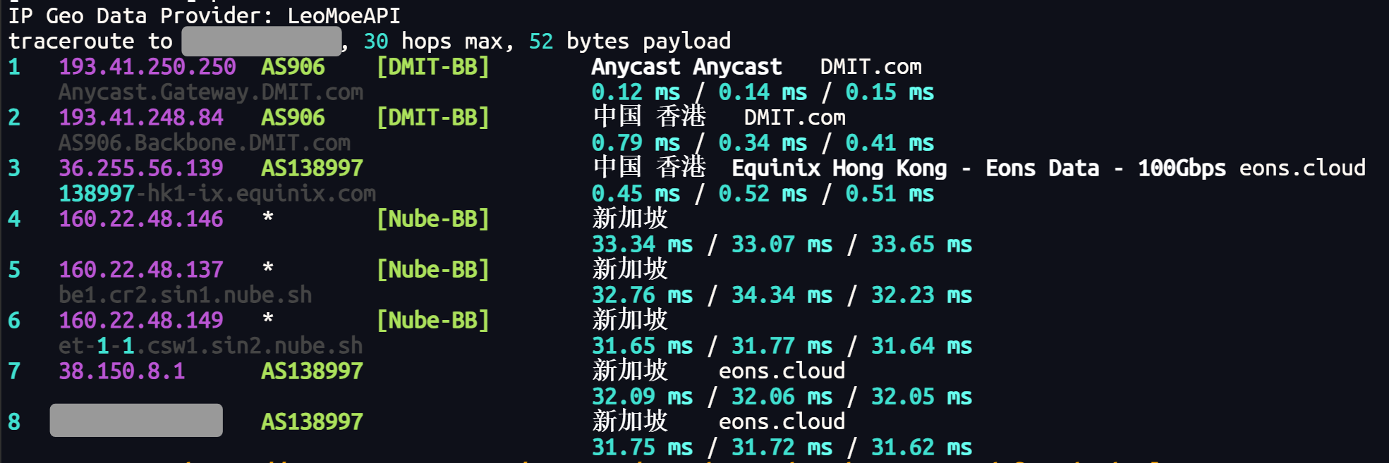 Nexttrace to SG Eons Data